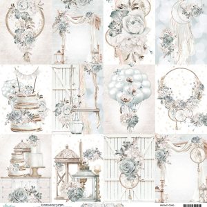 <MINT> papier; do scrapbookingu; Mintay Papers; Precious Moment; 30,5x30,5 cm, pojedynczy arkusz; biały, brązowy, kremowy; balony, kwiaty, uroczystość - obrazek 3
