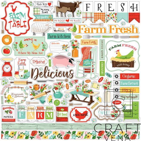 CBFT127014_Farm_To_Table_Sticker_Sheet CBFT127014 naklejki Carta Bella