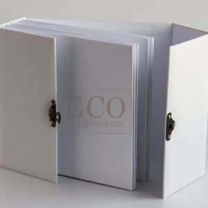 <ECO_S> baza; albumowa; z zamknięciem; klejona; płótno okładka; 20x20 cm wymiar; Eco Scrapbooking; biały; 6 kart w środku: Bazyl z zapięciem - obrazek 3
