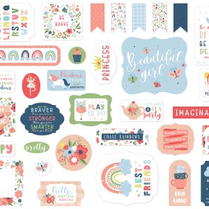 [ECHO] elementy ozdobne; papierowe; die cuts; dziecięce; Echo Park; multikolor; 110x130 mm wymiar, 33 szt.; Little Dreamer Girl; Ephemera - obrazek 3
