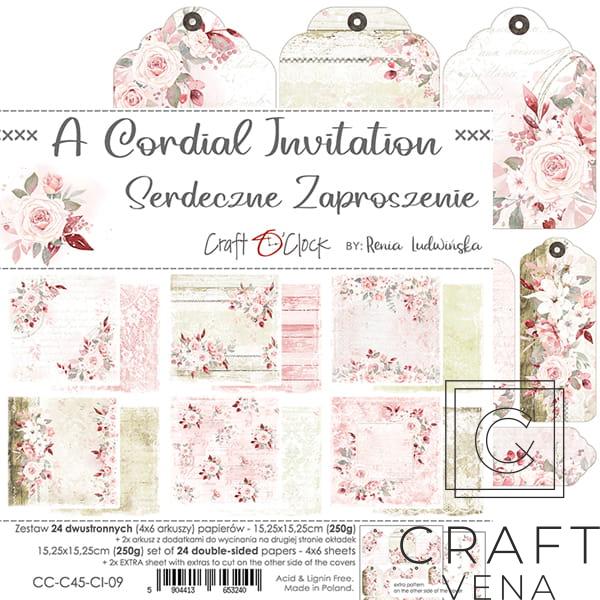 CC-C45-CI-09 zestaw papierów A Cordial Invitation Craft O'Clock