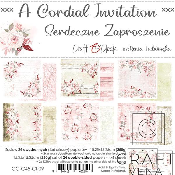 CC-C45-CI-09 CC-C45-CI-09 zestaw papierów A Cordial Invitation Craft O'Clock
