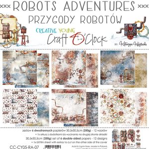 CC-CY05-RA-07 zestaw papierów Robots Adventures Craft O'Clock