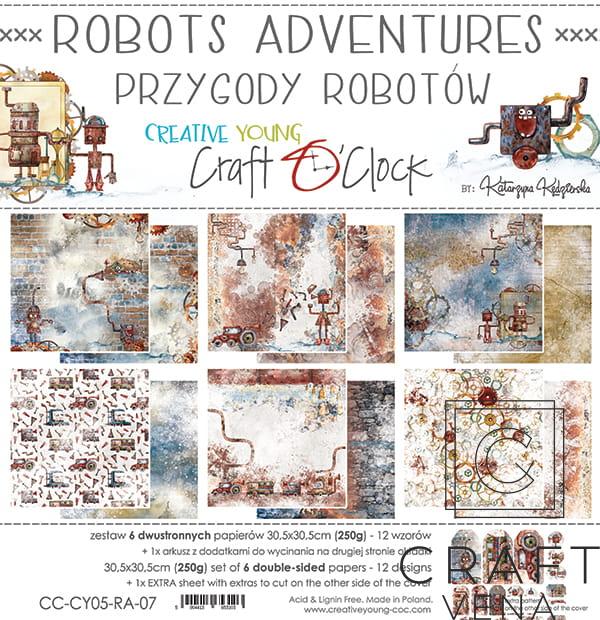 CC-CY05-RA-07 CC-CY05-RA-07 zestaw papierów Robots Adventures Craft O'Clock