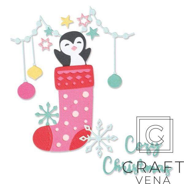 665677 665677 sizzix wykrojnik Penguin Stocking