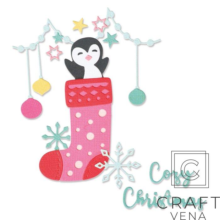 665677 sizzix wykrojnik Penguin Stocking