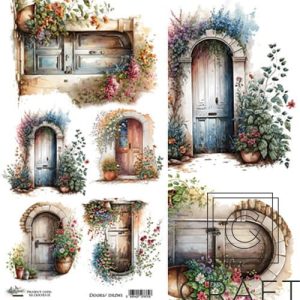 <ALCH> papier; do scrapbookingu; Art Alchemy; In frost colors; 15,2x30,5 cm wymiar, pojedynczy arkusz (do wycinania); drzwi - obrazek 1
