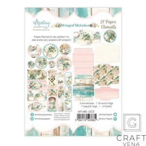 Elementy papierowe koperty i tagi, Mintay Papers, Winged Melodies 27 sztuk - obrazek 2